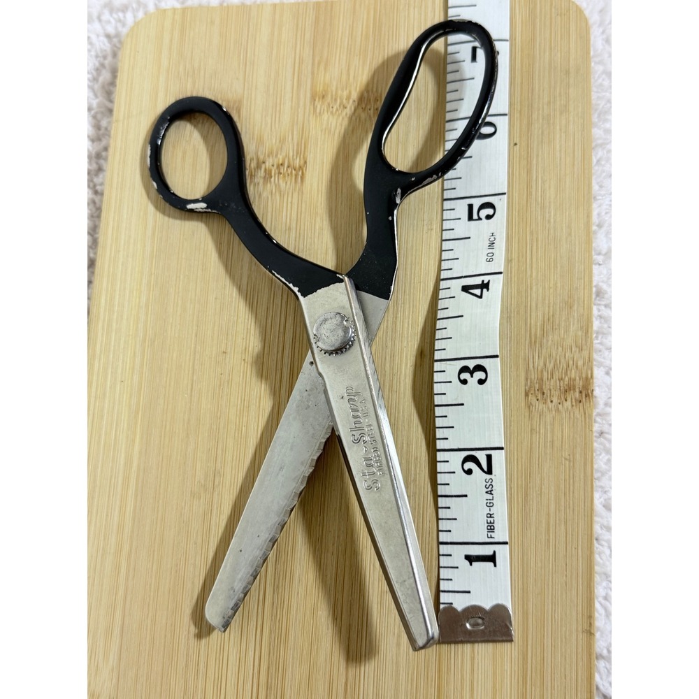 Sta-Sharp Pinking Shears Forged Steel USA Sewing Scissors 7.5 Inch Black
